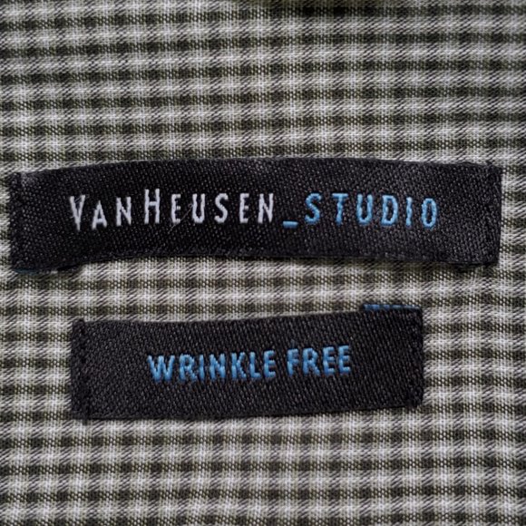 Van Heusen Studio Slim Fit Wrinkle Free Plaid Shirt W/Epaulets SZ XXL 18-18 1/2) - Picture 9 of 13